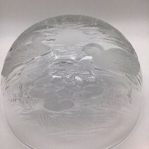 Ducks in pond textured glass serving bowl